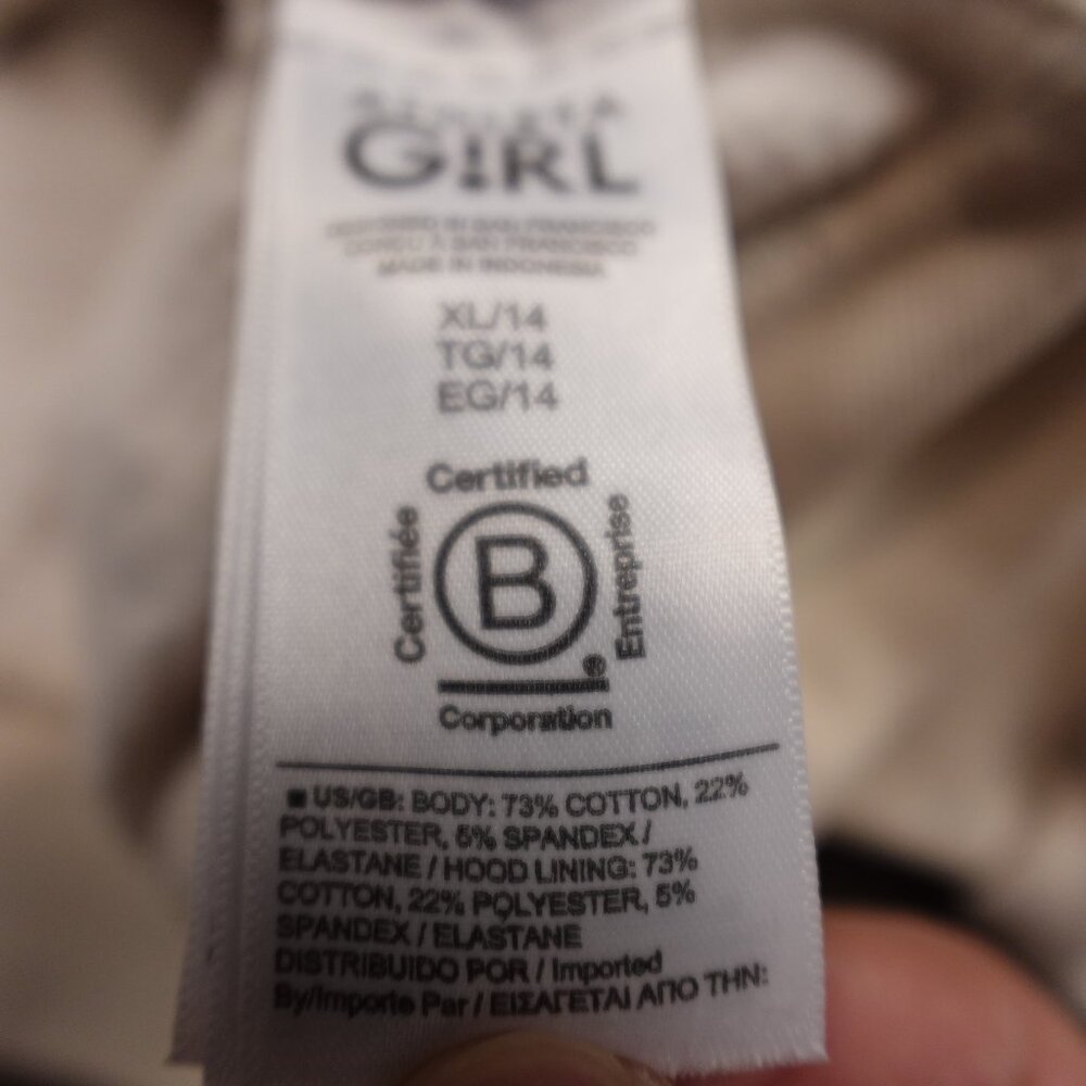 Athleta Girl All Day Half Zip Hoodie XL (14) Bone Cropped Cozy Pullover - Picture 7 of 12